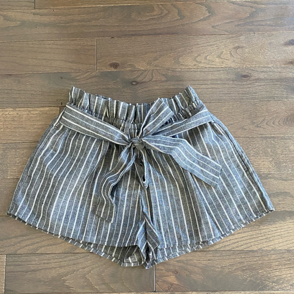 Tie Front Striped Shorts